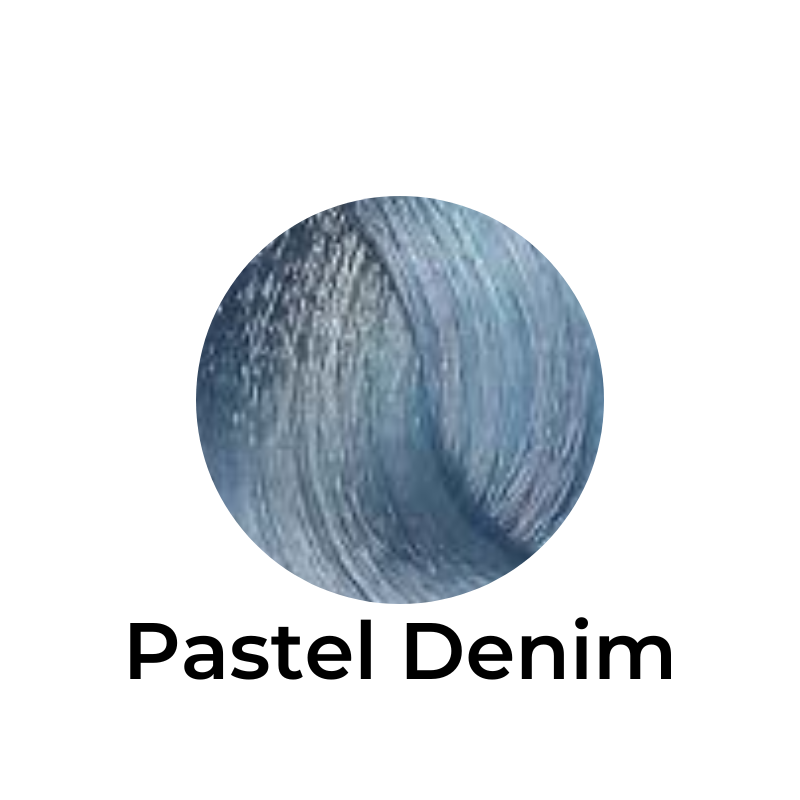 Pastel blue hair color swatch for European beauty styling