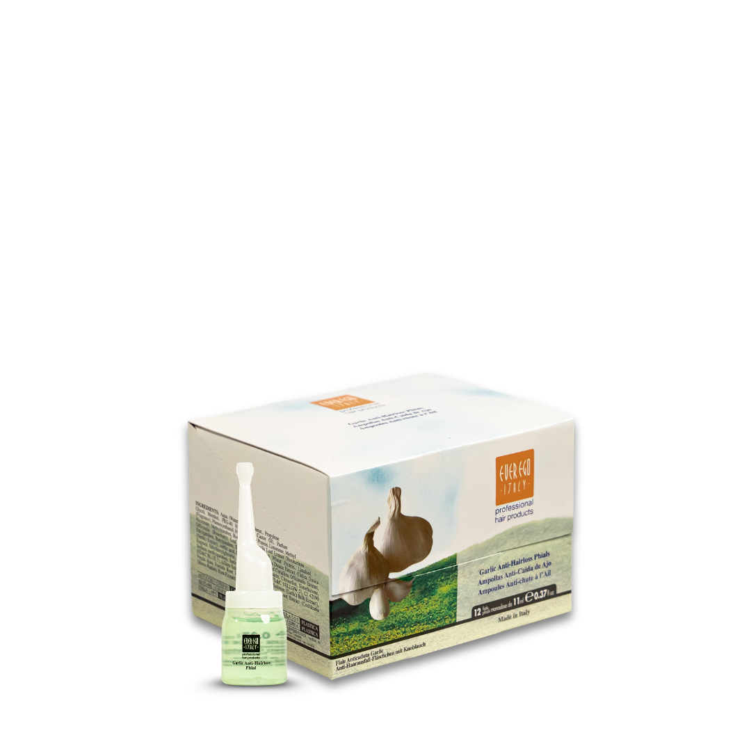 Garlic anti-hair loss ampoules for professional hair care, Made in Italy