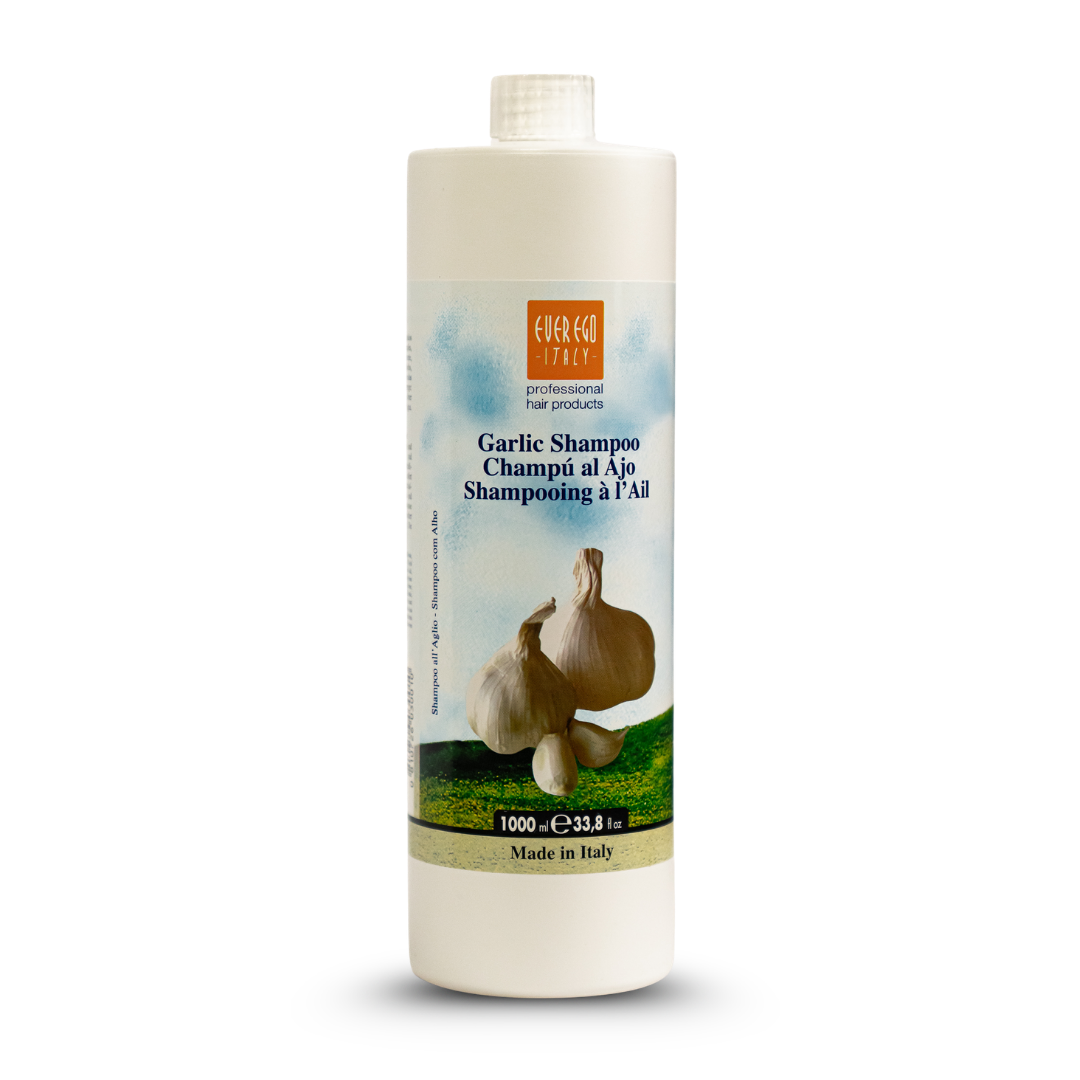 Ever Eco Italy Garlic Shampoo 1000ml, professional hair care product with natural garlic, made in Italy