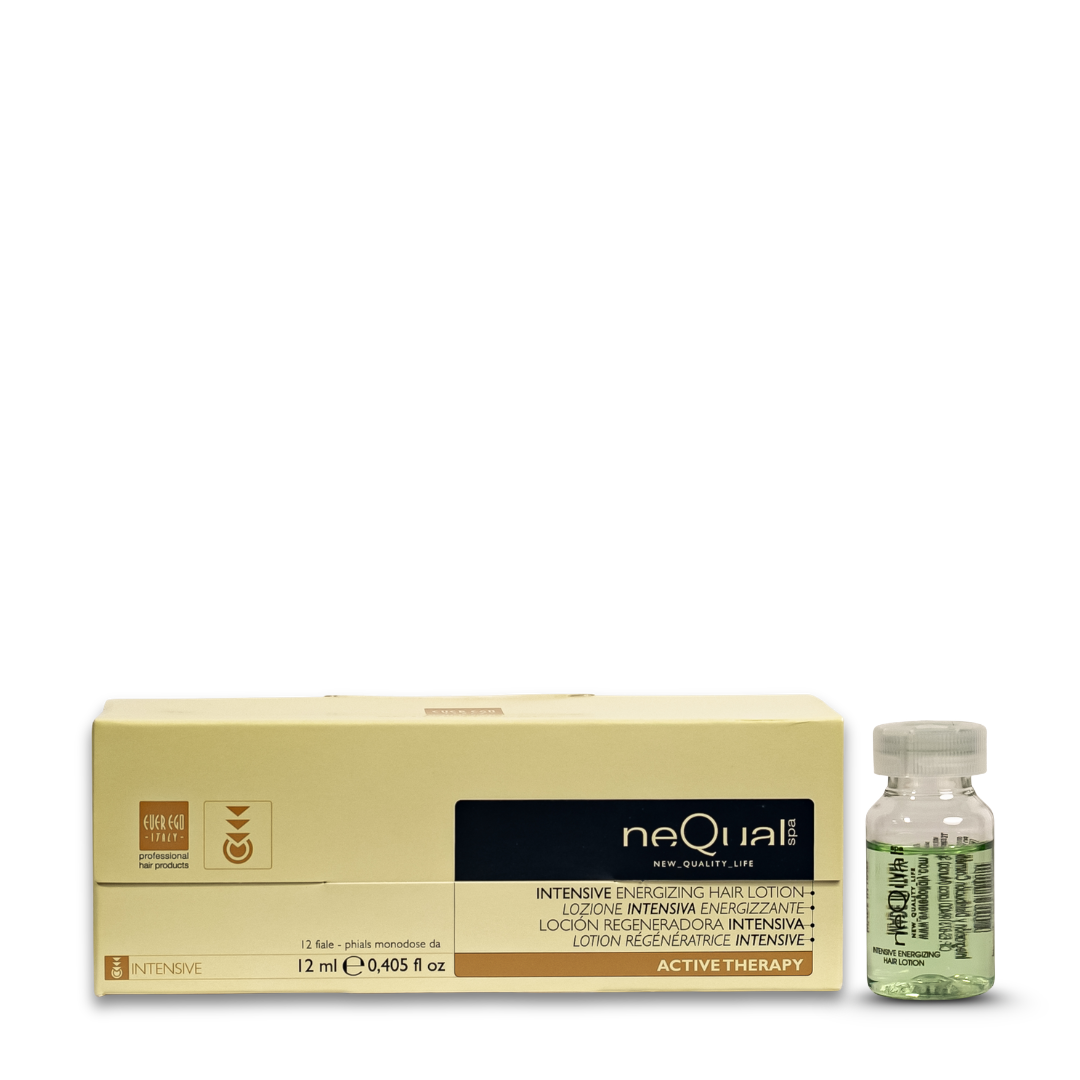 neQual spa Intensive Energizing Hair Lotion box and vial, 12ml professional hair therapy treatment