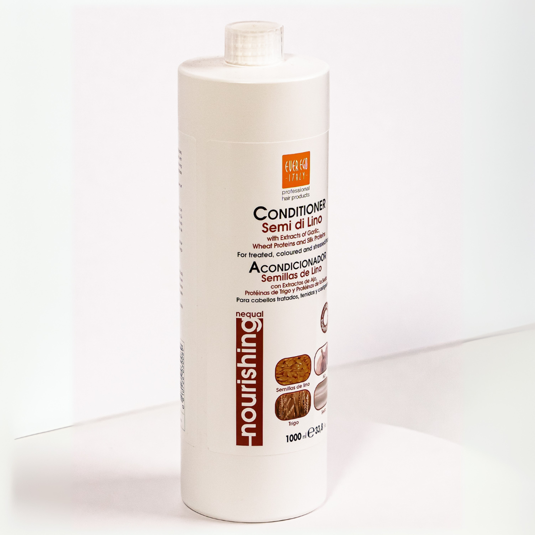 Nourishing hair conditioner with flaxseed, garlic, wheat & silk proteins for treated, colored hair