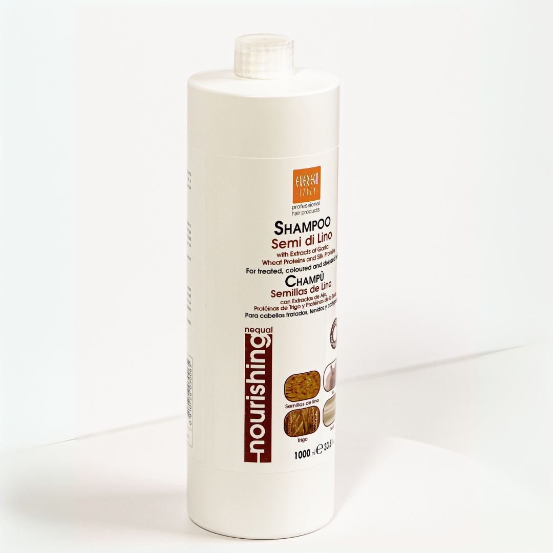 Nourishing shampoo with flaxseed, garlic, wheat & silk proteins for treated, colored hair