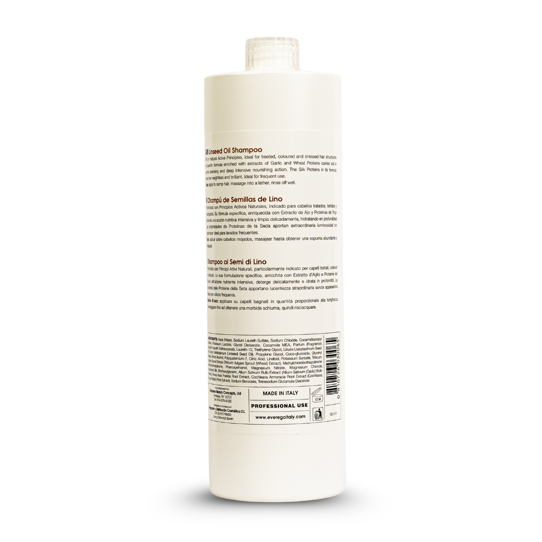 Linseed Oil Shampoo for treated, colored hair – professional use, made in Italy