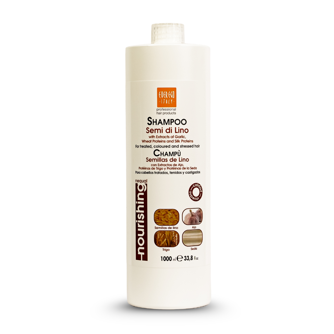 Ever Ego Italy Semi di Lino nourishing shampoo with garlic, wheat & silk proteins for treated hair