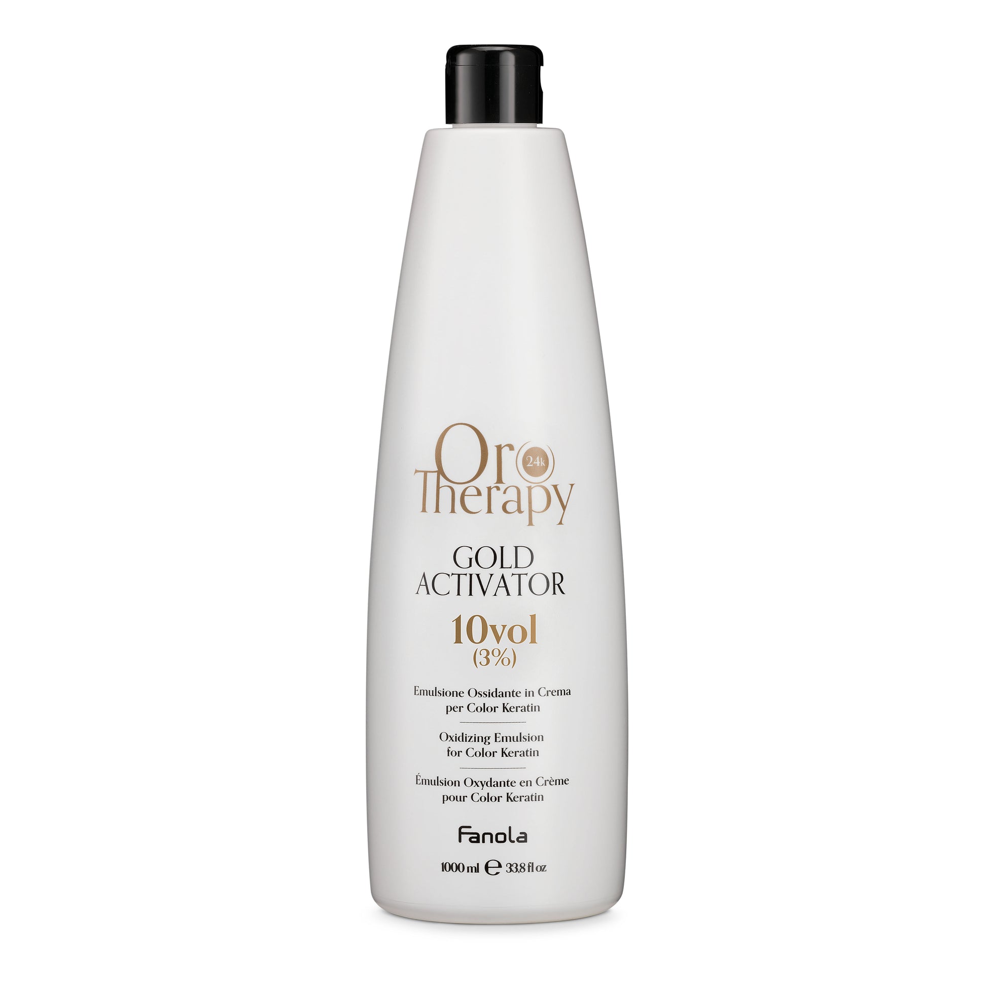 Oro Therapy Gold Activator 10vol for Color Keratin hair treatment, 1000ml bottle with black cap