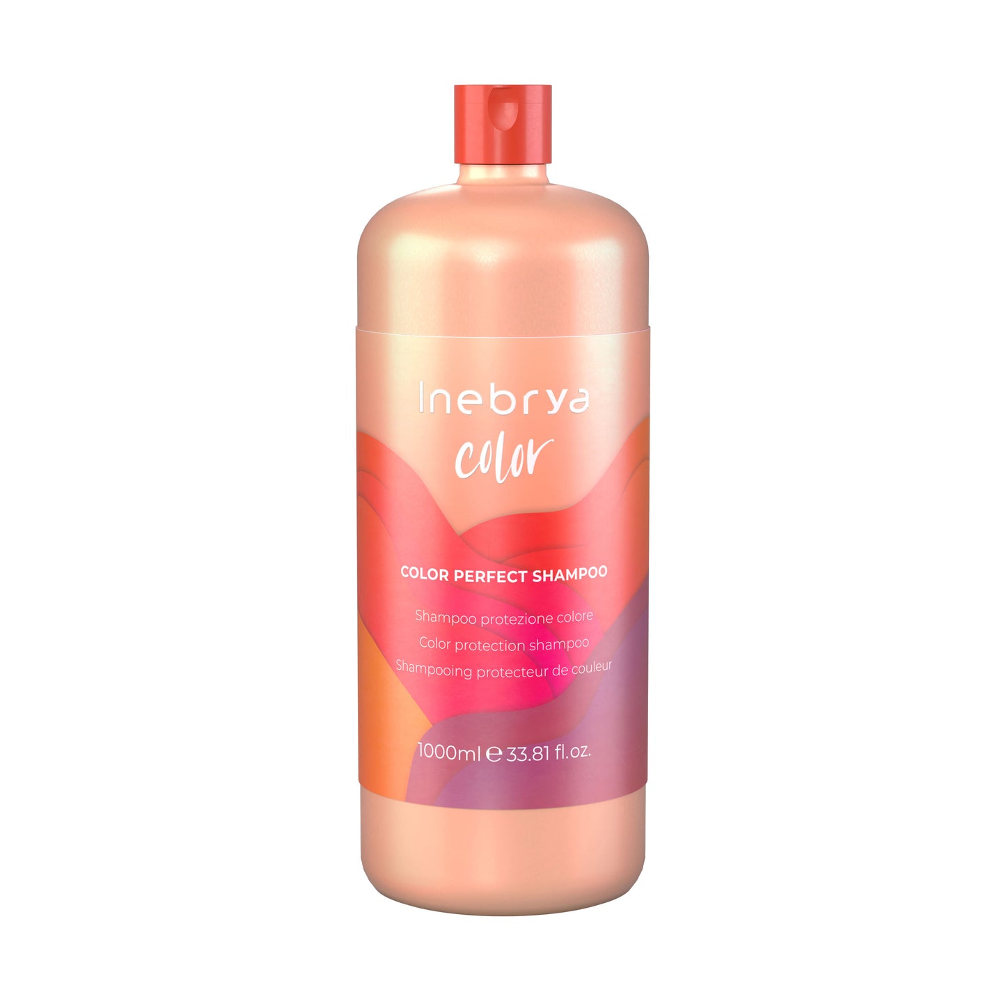 Inebrya Color Perfect Shampoo for color protection, 1000ml bottle with vibrant label design