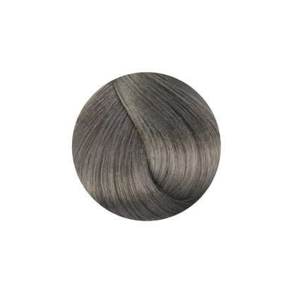 Ash brown hair color swatch for salon or home use, showcasing smooth, multi-tonal gray-brown shade