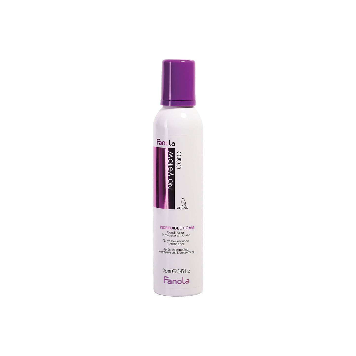 Fanola No Yellow Care Incredible Foam conditioner for blonde hair, vegan formula, 250ml