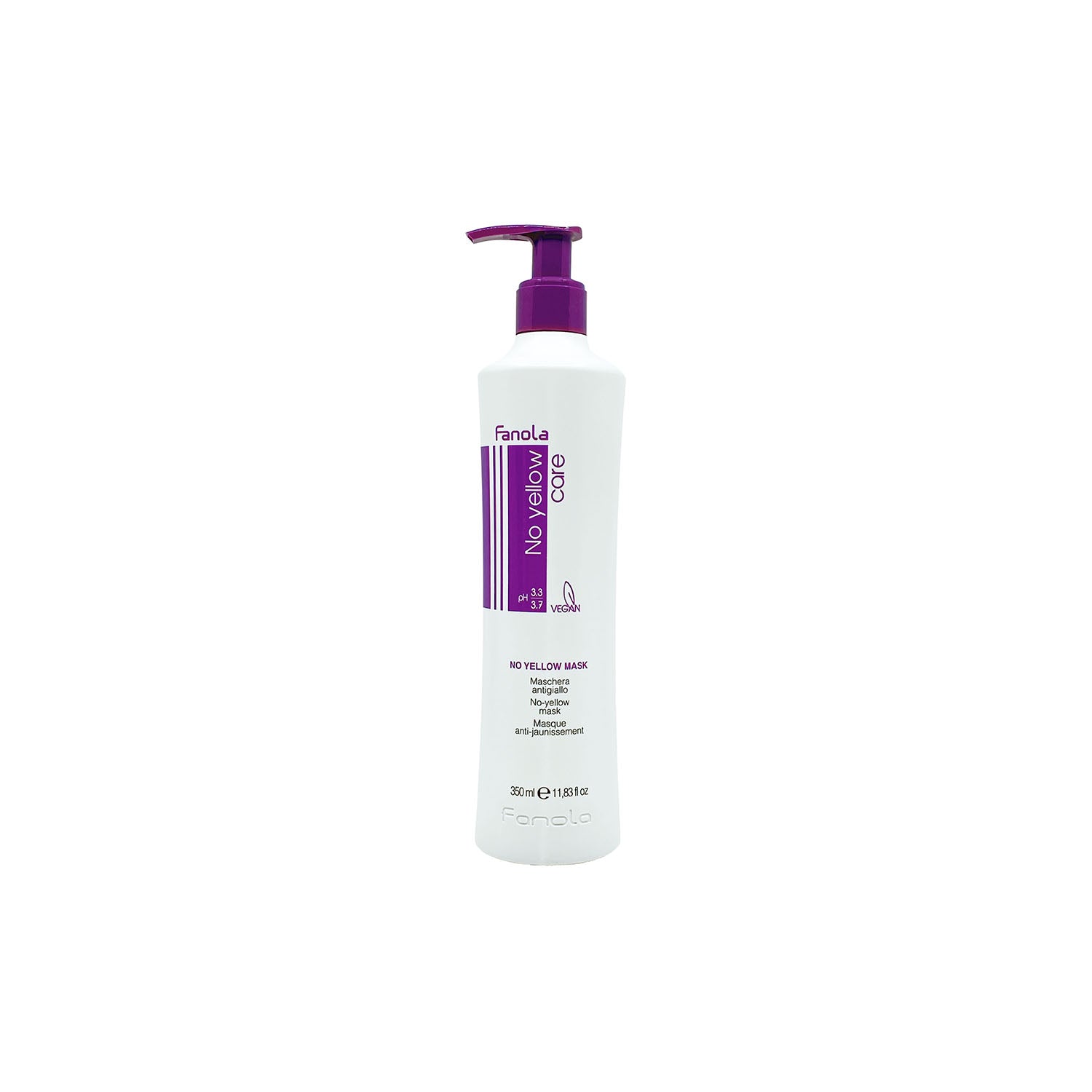 Fanola No Yellow Mask for blonde hair care, vegan formula, 350ml bottle with purple pump