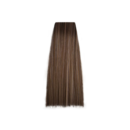Rich brown hair color swatch for professional salon use, showcasing smooth, straight texture and vibrant tone.