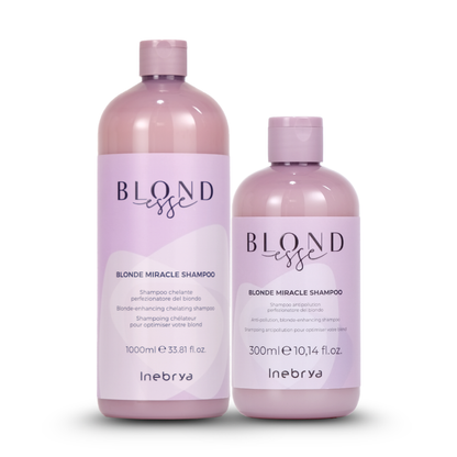 Blonde Miracle Shampoo by Inebrya, 1000ml & 300ml bottles for blonde hair care