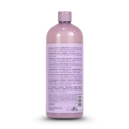 Blonde-enhancing chelating shampoo with coconut oil & aloe vera, professional hair care for blondes