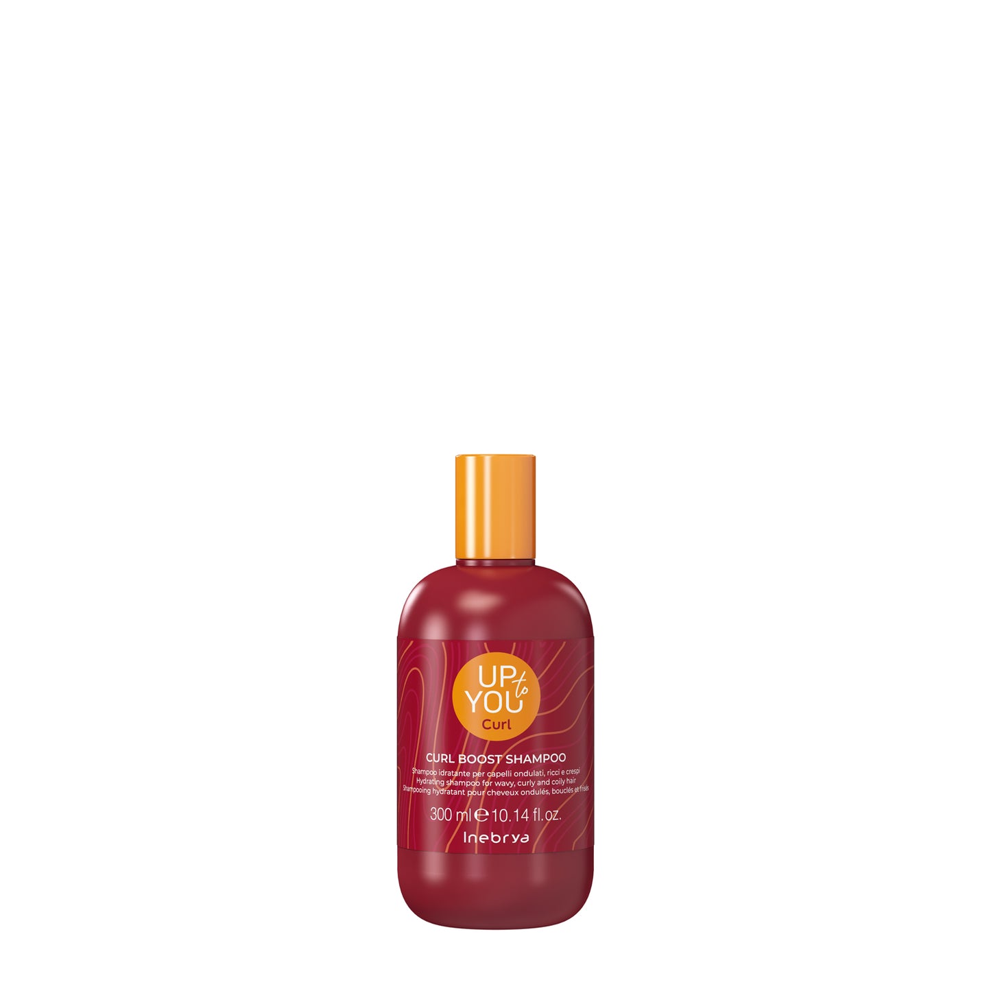 UP to YOU Curl Boost Shampoo for wavy, curly, and coily hair in a red bottle with orange cap