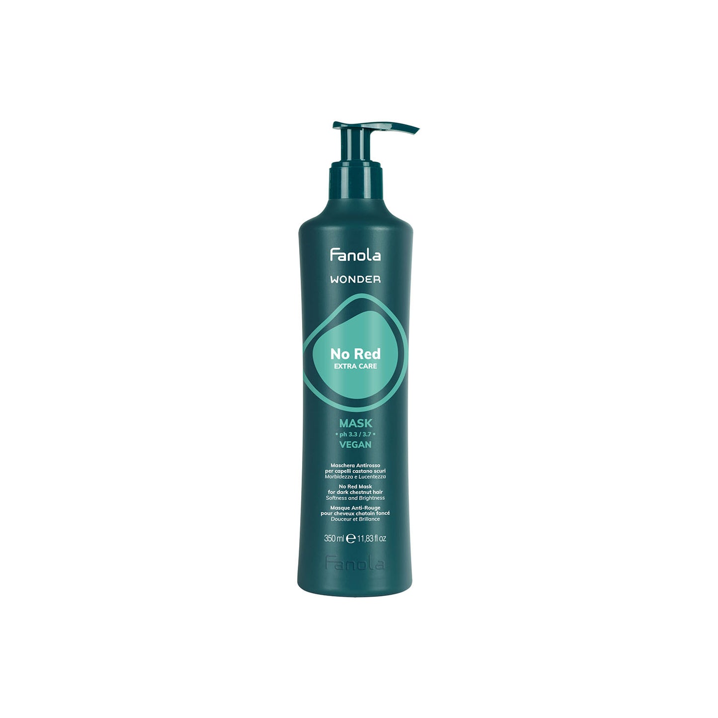 Fanola No Red Extra Care Mask for dark chestnut hair, vegan formula, 350ml