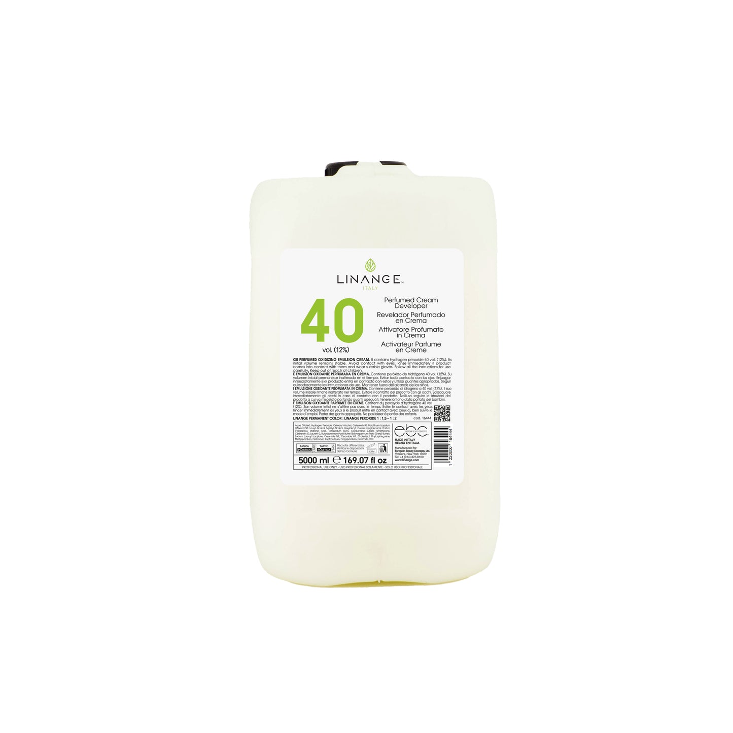 Linange 40 vol 12% perfumed cream developer for professional hair coloring, 5000ml