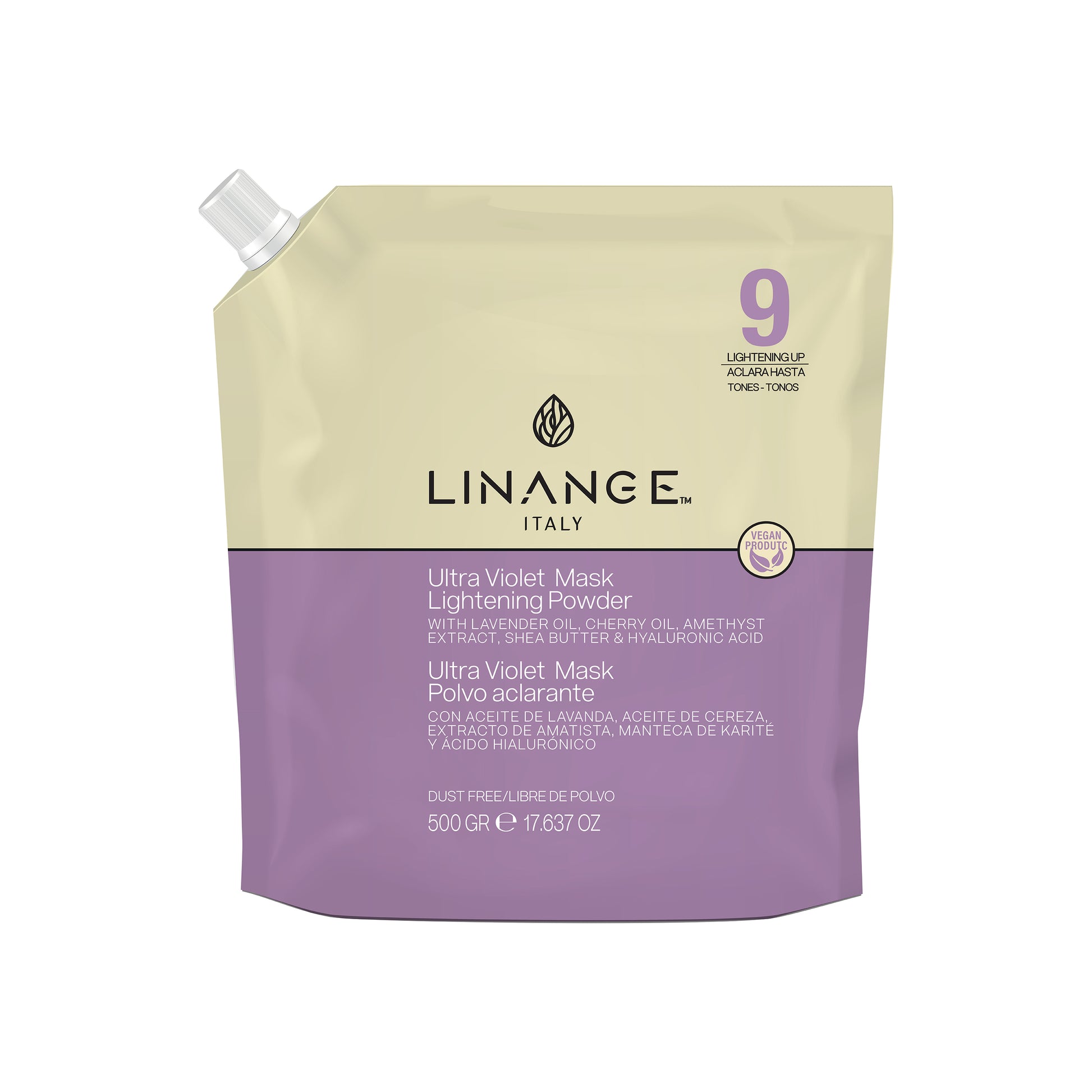 Linange Ultra Violet Mask Lightening Powder with lavender, cherry oil, vegan, 500g
