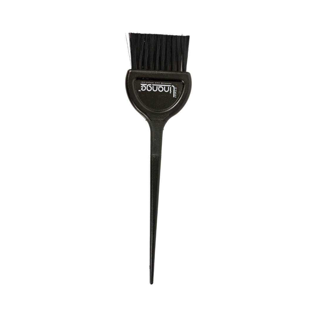 Black hair dye brush with pointed tail, ideal for precise coloring and highlighting in salon or home use.