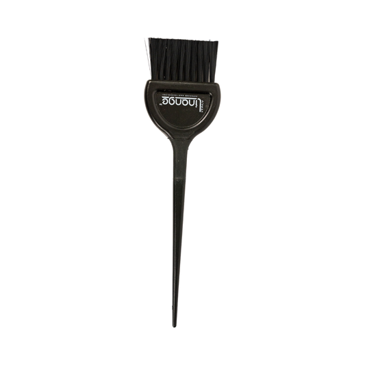 Black hair dye brush with pointed tail, ideal for precise coloring and highlighting in salon or home use.