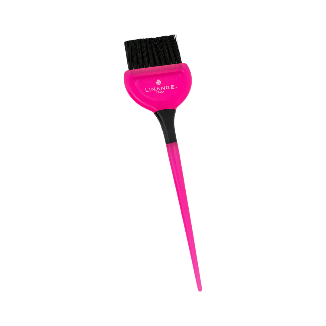 Pink Linance Italy hair dye brush with black bristles for salon coloring applications