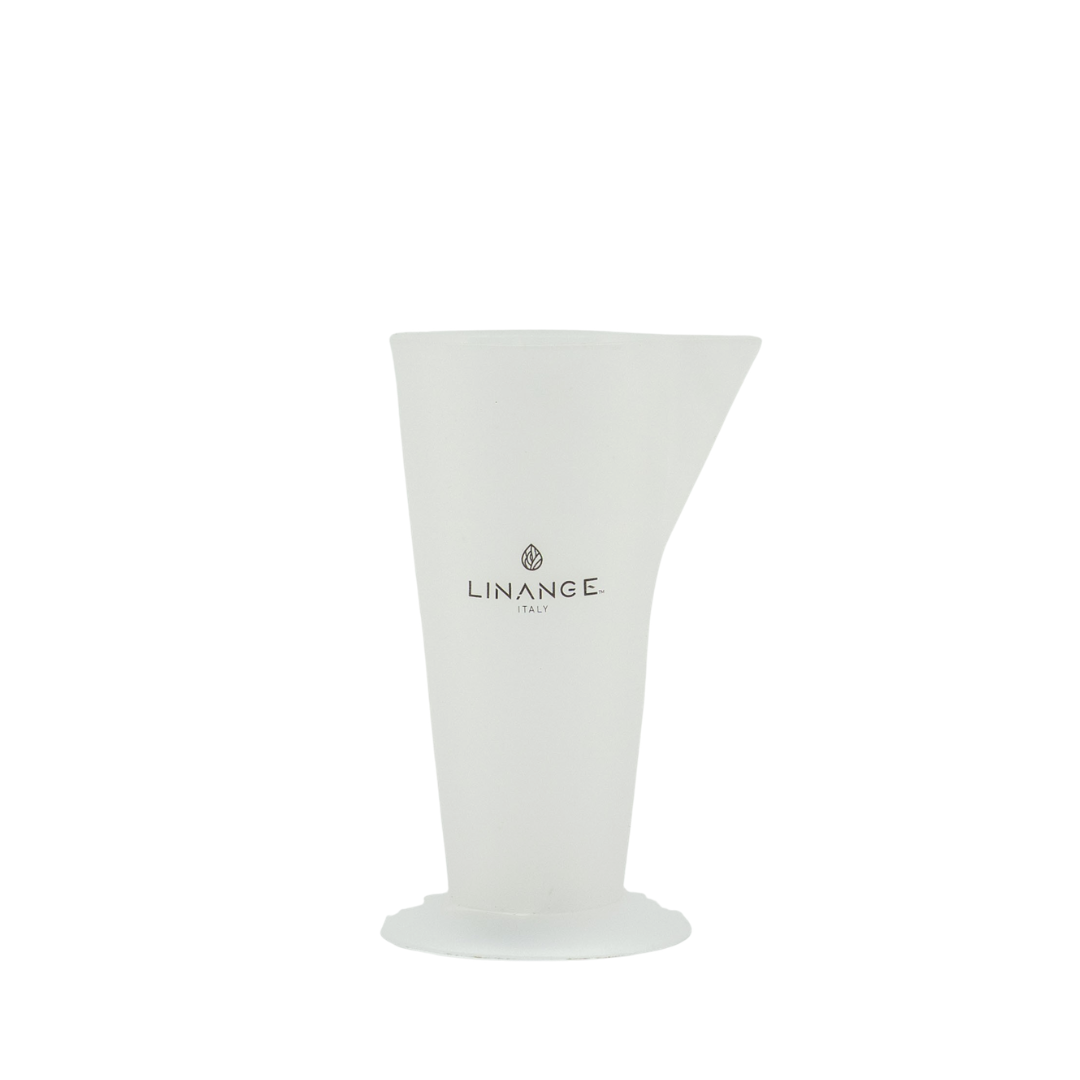 LINANGE Italy white frosted glass tumbler with sleek modern design for beauty salon use