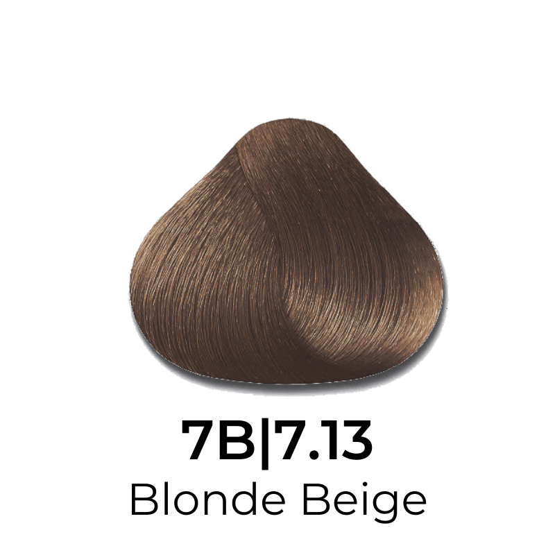 Blonde Beige hair color swatch 7B|7.13 for salon or home use