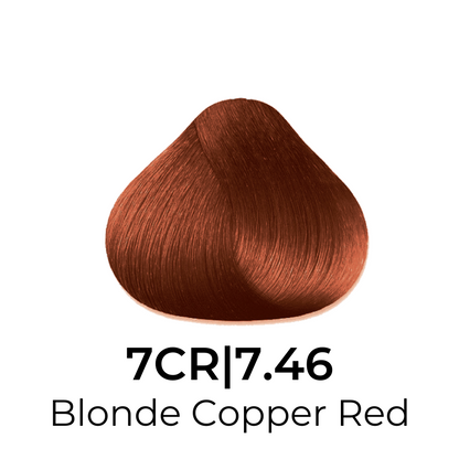Blonde Copper Red hair color swatch 7CR|7.46 for salon or home use