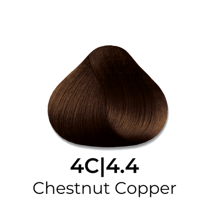 Chestnut Copper hair color swatch 4C|4.4, rich warm brown tone for beauty styling