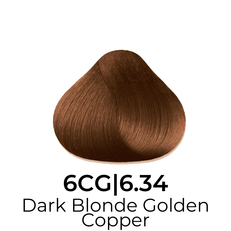 Dark Blonde Golden Copper hair color swatch 6CG|6.34 for salon or home use