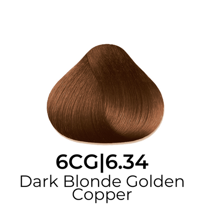 Dark Blonde Golden Copper hair color swatch 6CG|6.34 for salon or home use