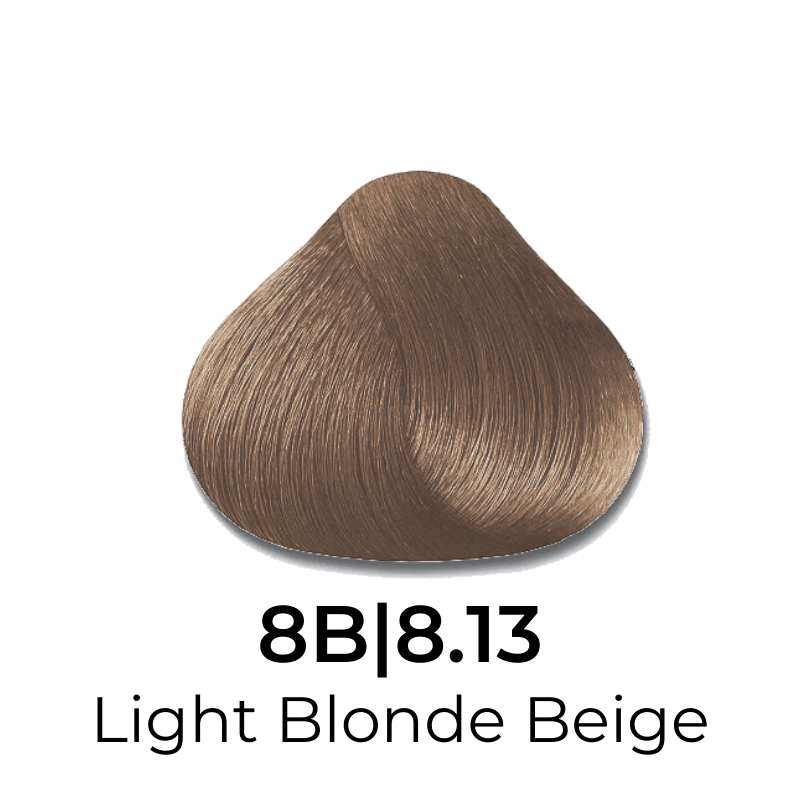 Light Blonde Beige hair color swatch 8B|8.13 for salon or home use