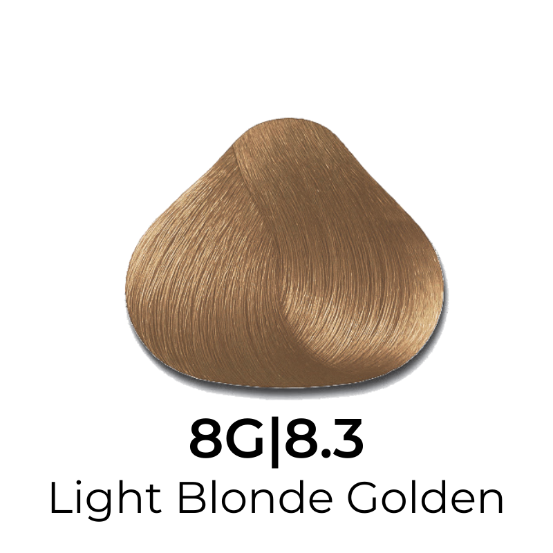 Light Blonde Golden hair color swatch 8G|8.3 for salon or home use