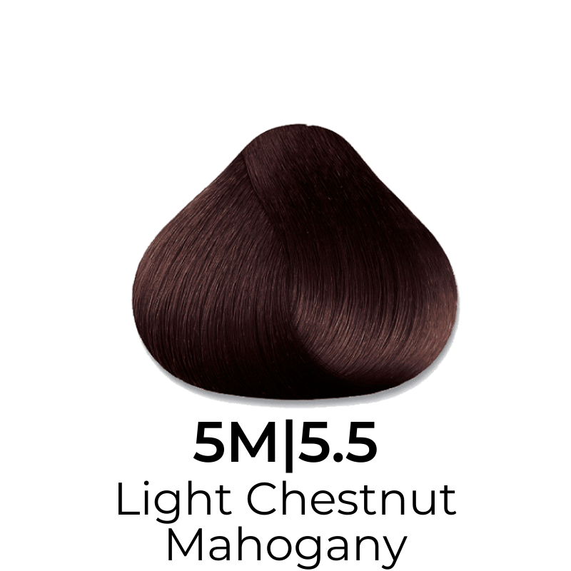 Light Chestnut Mahogany hair color swatch 5M|5.5 for salon or home use