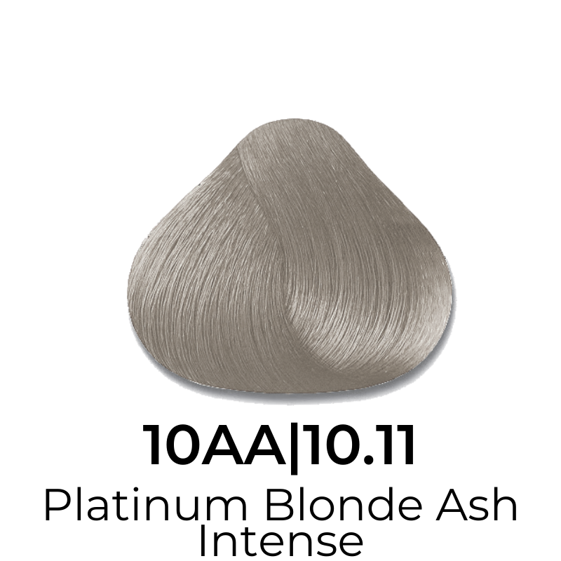 Platinum Blonde Ash Intense hair color swatch 10AA|10.11 for salon or home use