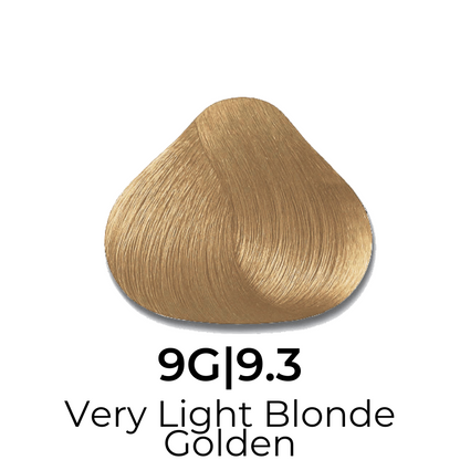 Very Light Blonde Golden hair color swatch 9G|9.3 for salon or home use