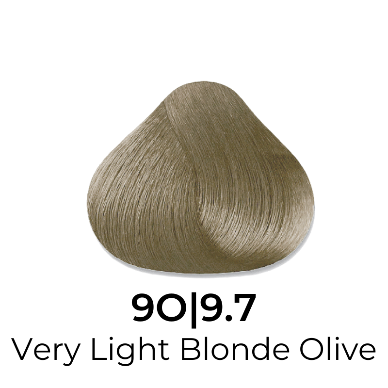 Very Light Blonde Olive hair color swatch 90|9.7 for salon or home use