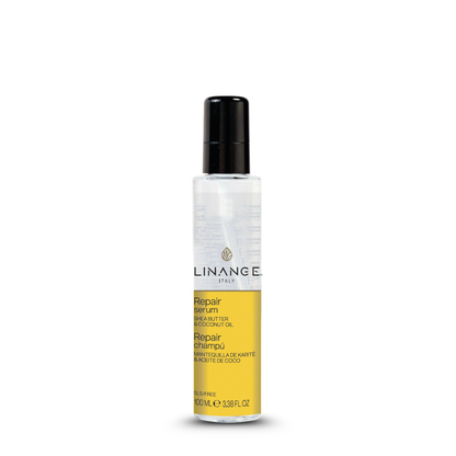 Linange Italy Repair Serum with Shea Butter & Coconut Oil, 100ml hair treatment bottle