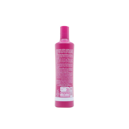 Pink bottle of sulfate-free after-color shampoo for softness and brightness, made in Italy