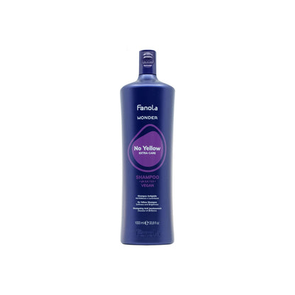 Fanola No Yellow Shampoo for blonde hair, vegan formula, 1000ml bottle with purple label