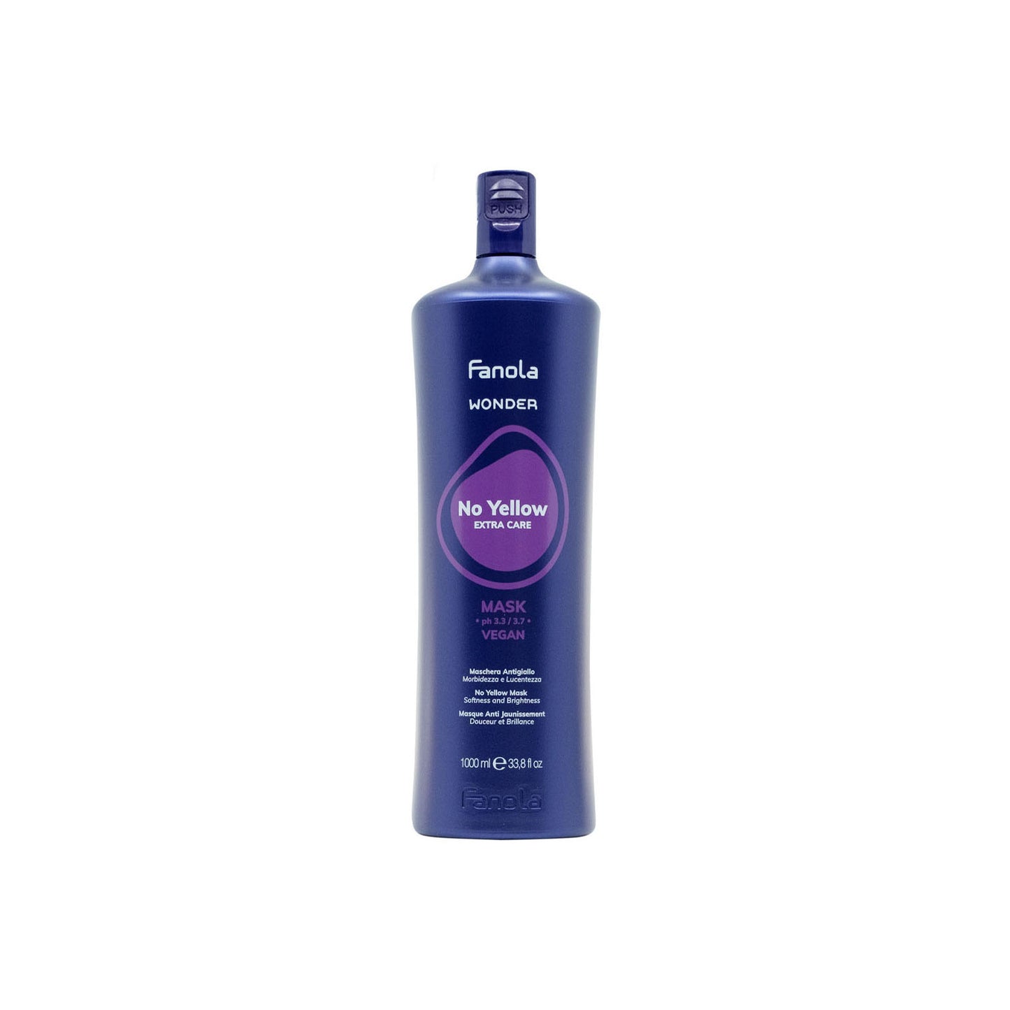 Fanola No Yellow Mask for blonde hair, vegan hair care, 1000ml bottle with purple label