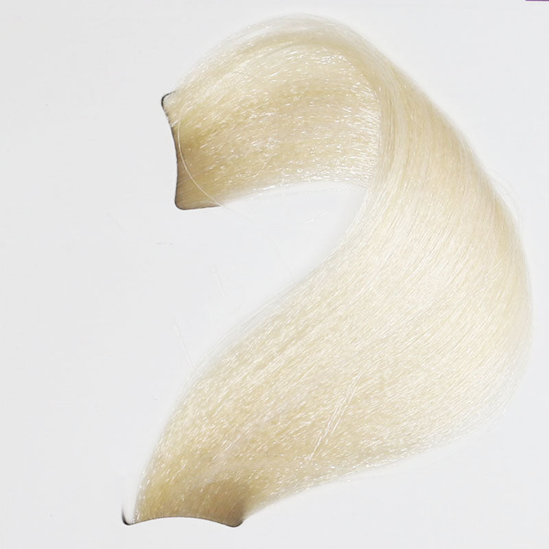 Smooth platinum blonde hair swatch for beauty salon color selection