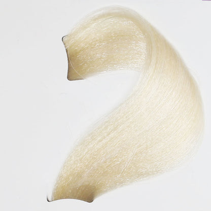 Smooth platinum blonde hair swatch for beauty salon color selection