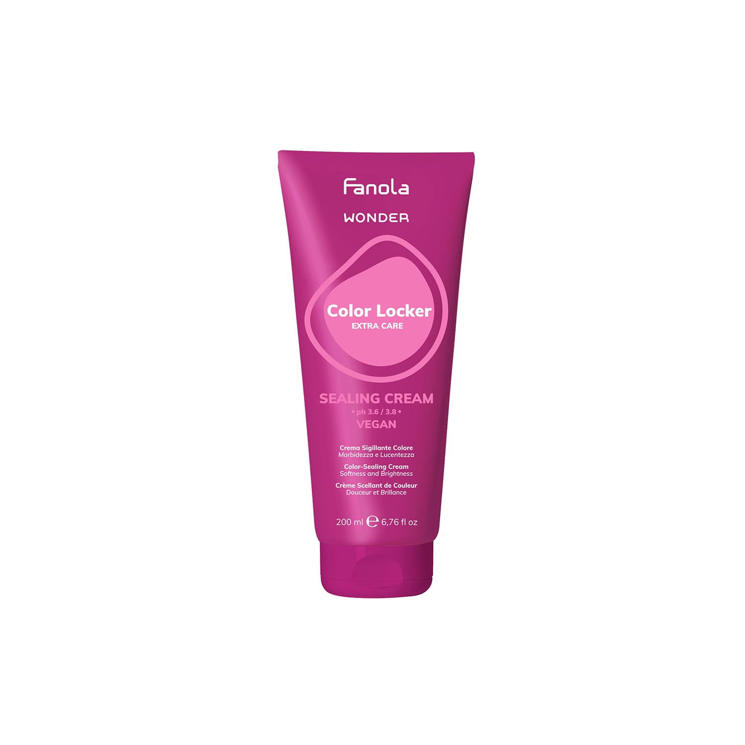 Fanola Wonder Color Locker Sealing Cream, vegan hair care for softness & brightness, 200ml